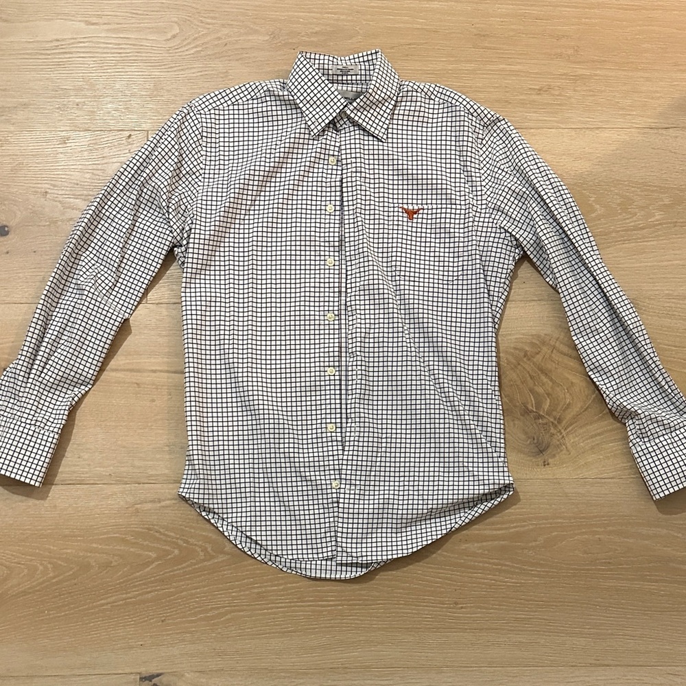 Peter Millar dark grey and White Checkered Button Down Shirt